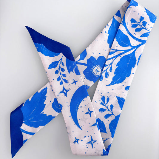 Moonlit Blooms Skinny Silk Scarf