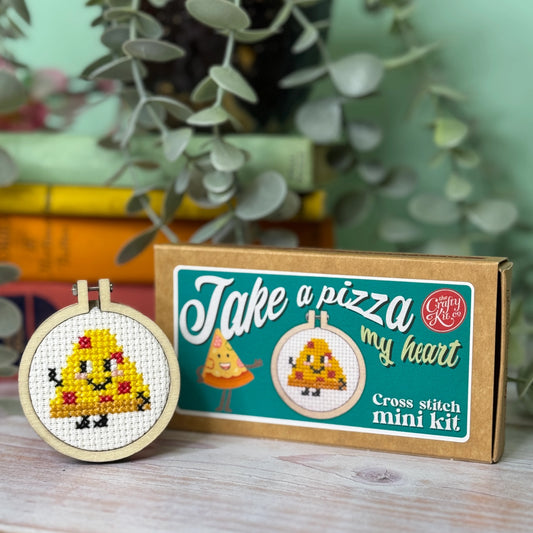 "Take A Pizza My Heart" Mini Matchbox Cross Stitch Kit