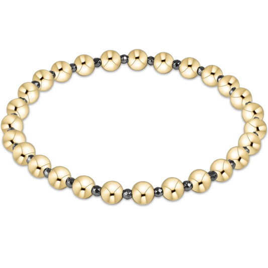 Silver Faceted Hematite Grateful Pattern 5mm Bead Bracelet