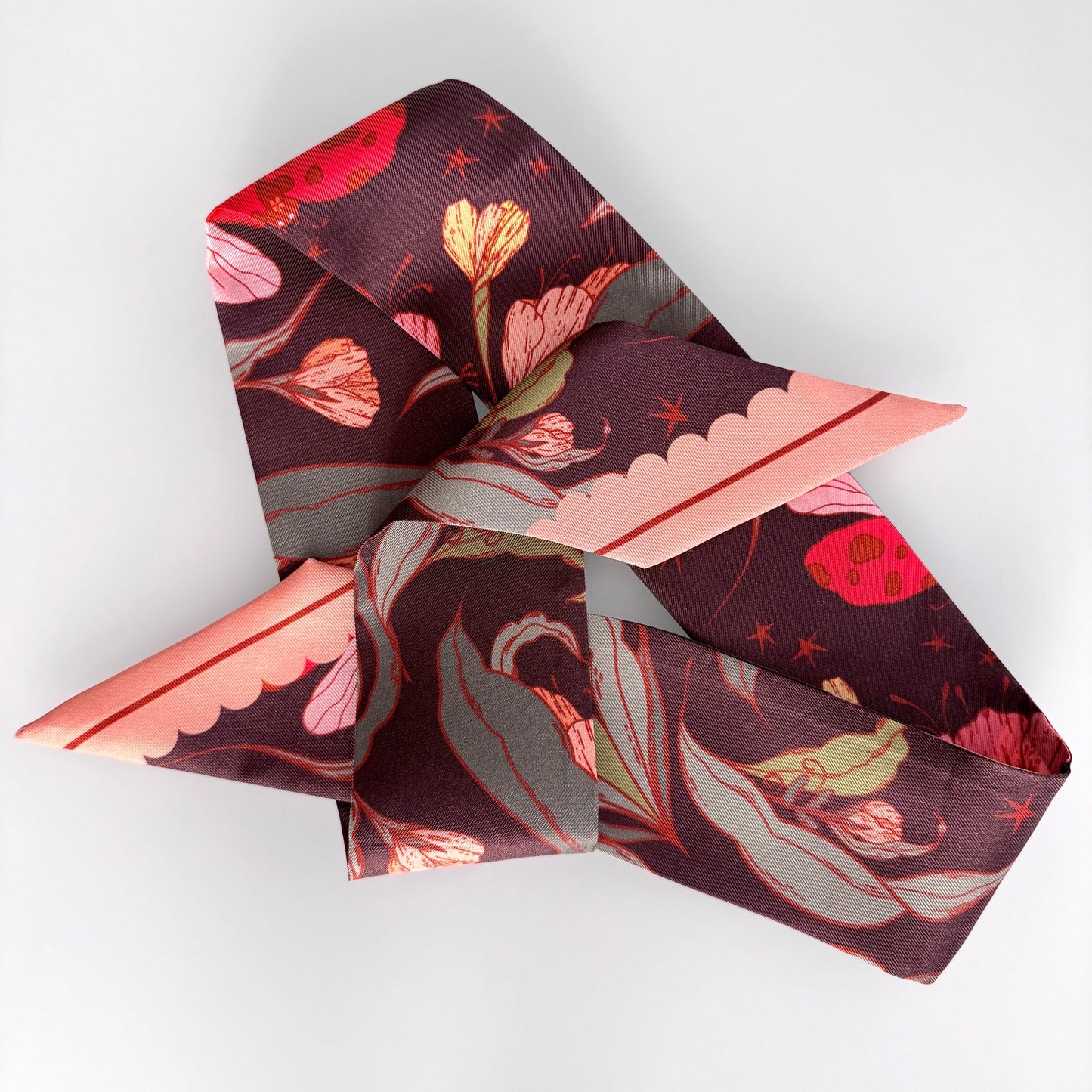 Lady Bug Fleur Skinny Silk Scarf