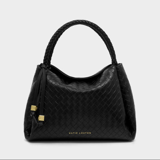 Nova Woven Texture Top Handle Bag Black
