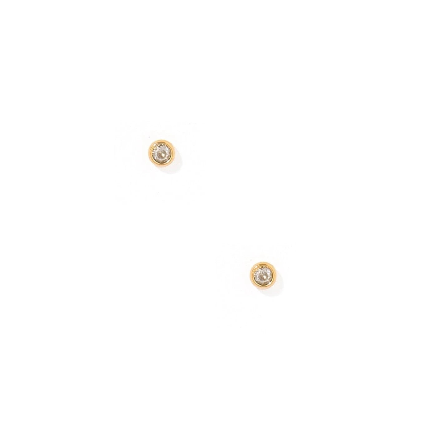 Micro Cooper Clear Gold Screwback Stud Earrings