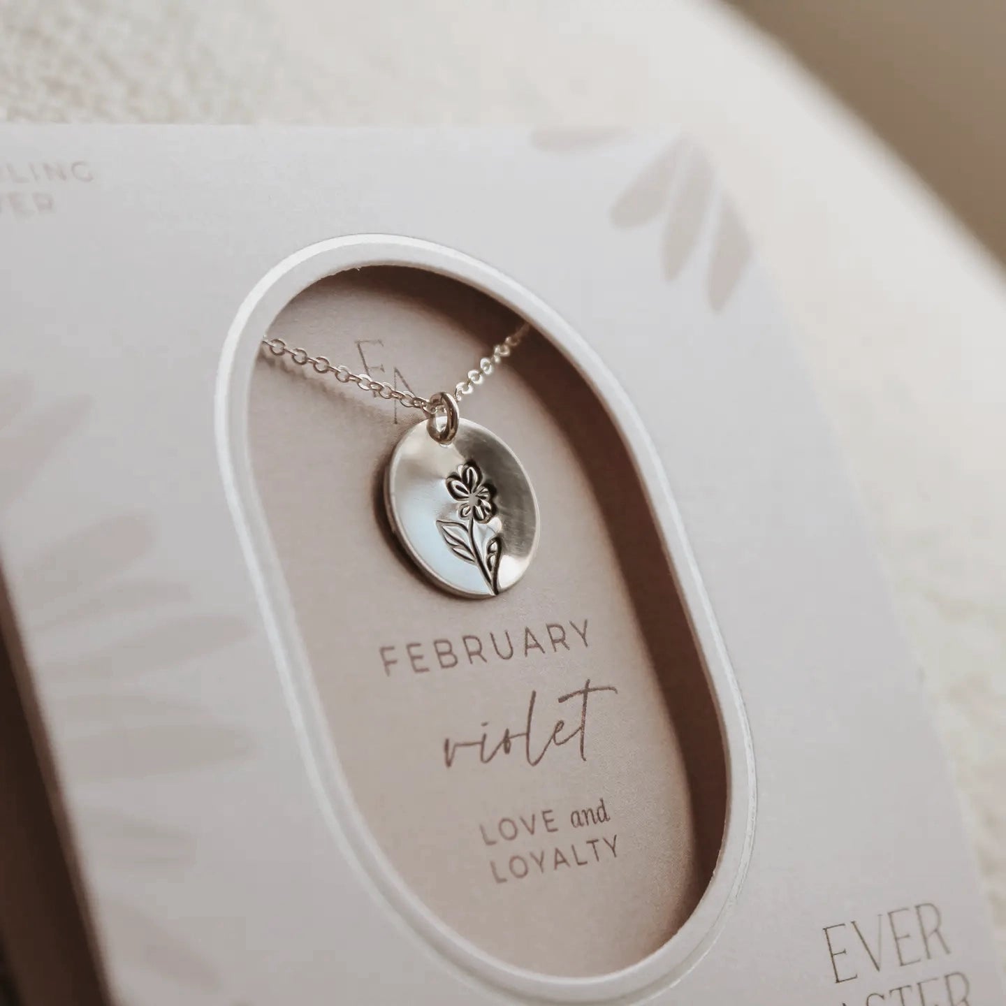 Birth Month Flower Silver Necklace with Charm