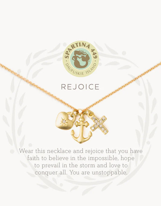 Sea La Vie Necklace 18" Rejoice/Faith Hope Love Gold