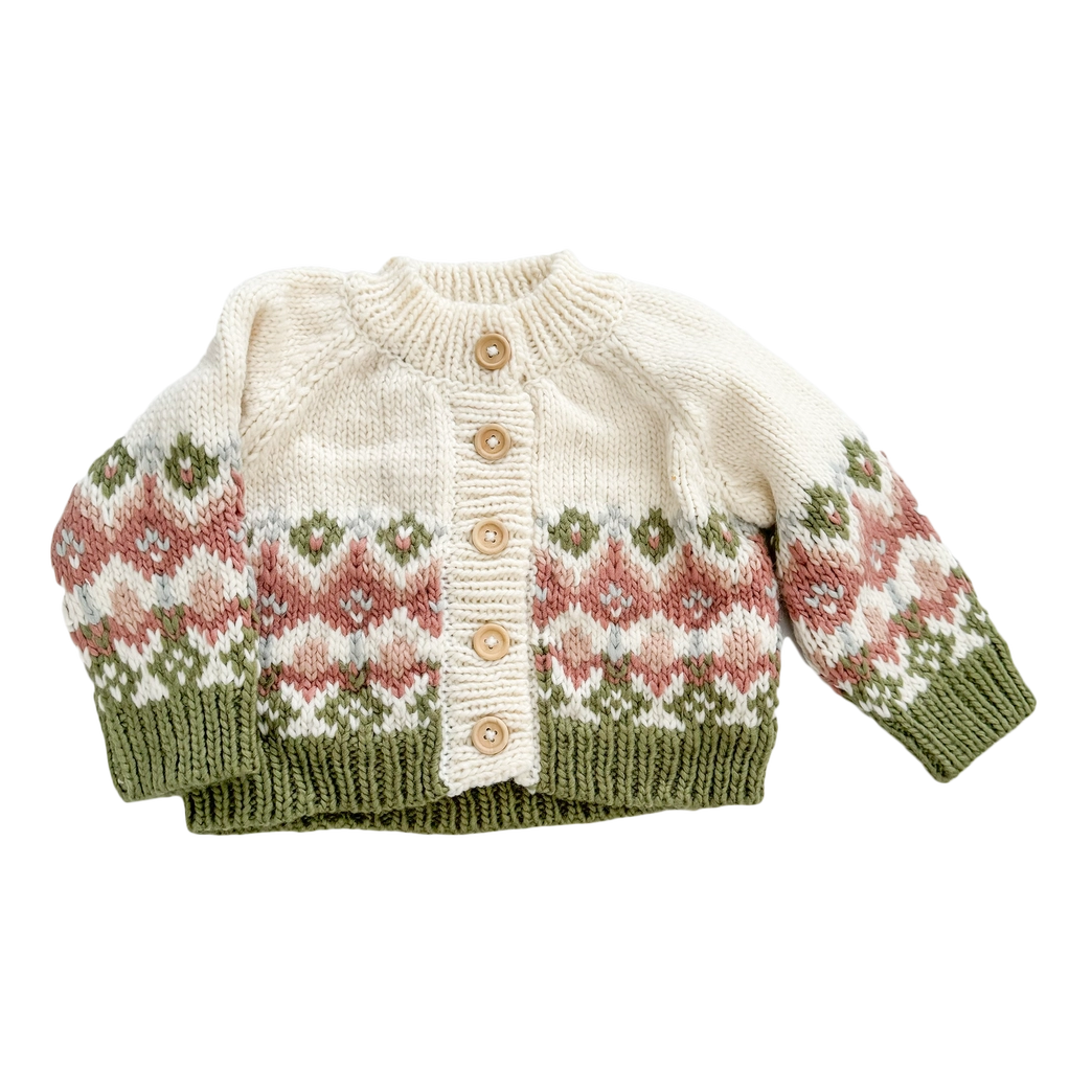 Fairisle Knit Cardigan Sweater Pastel