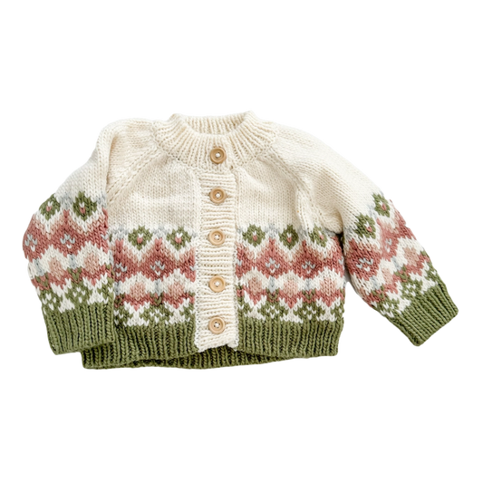 Fairisle Knit Cardigan Sweater Pastel