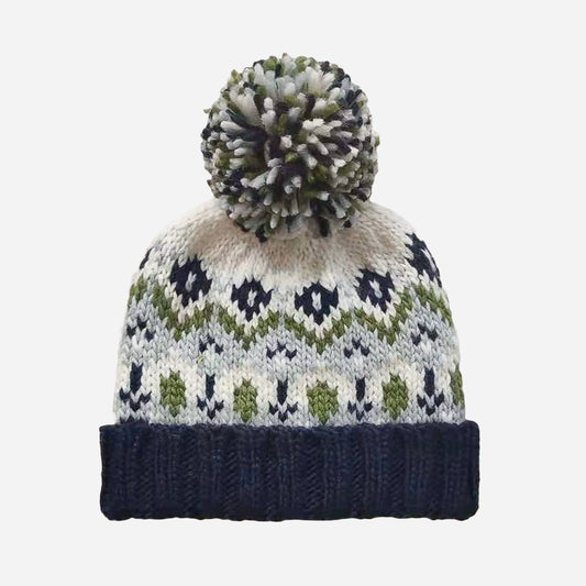 Fairisle Knit Hat Beanie Navy