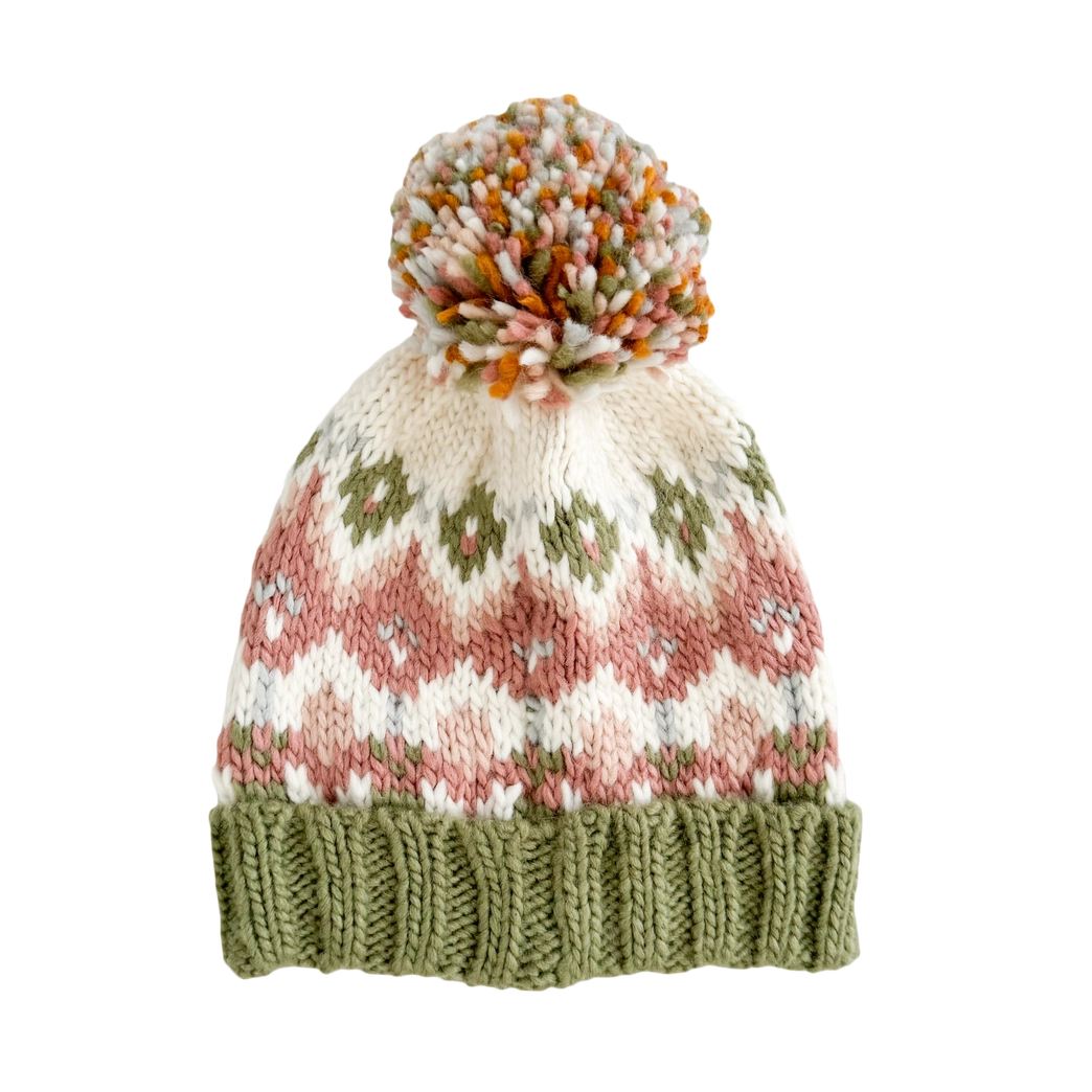 Fairisle Knit Hat Beanie Pastel