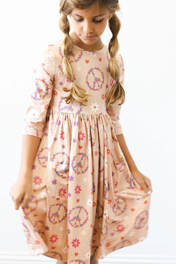 Flower Child 3/4 Sleeve Pocket Dress