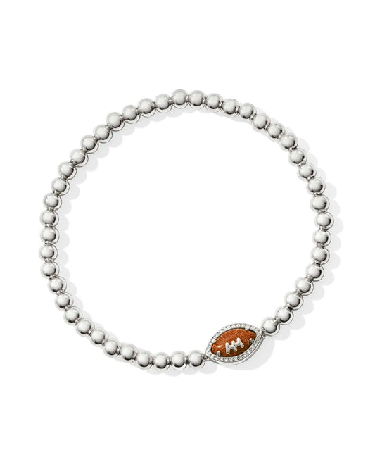 Football Stretch Silver Bracelet Orange Goldstone