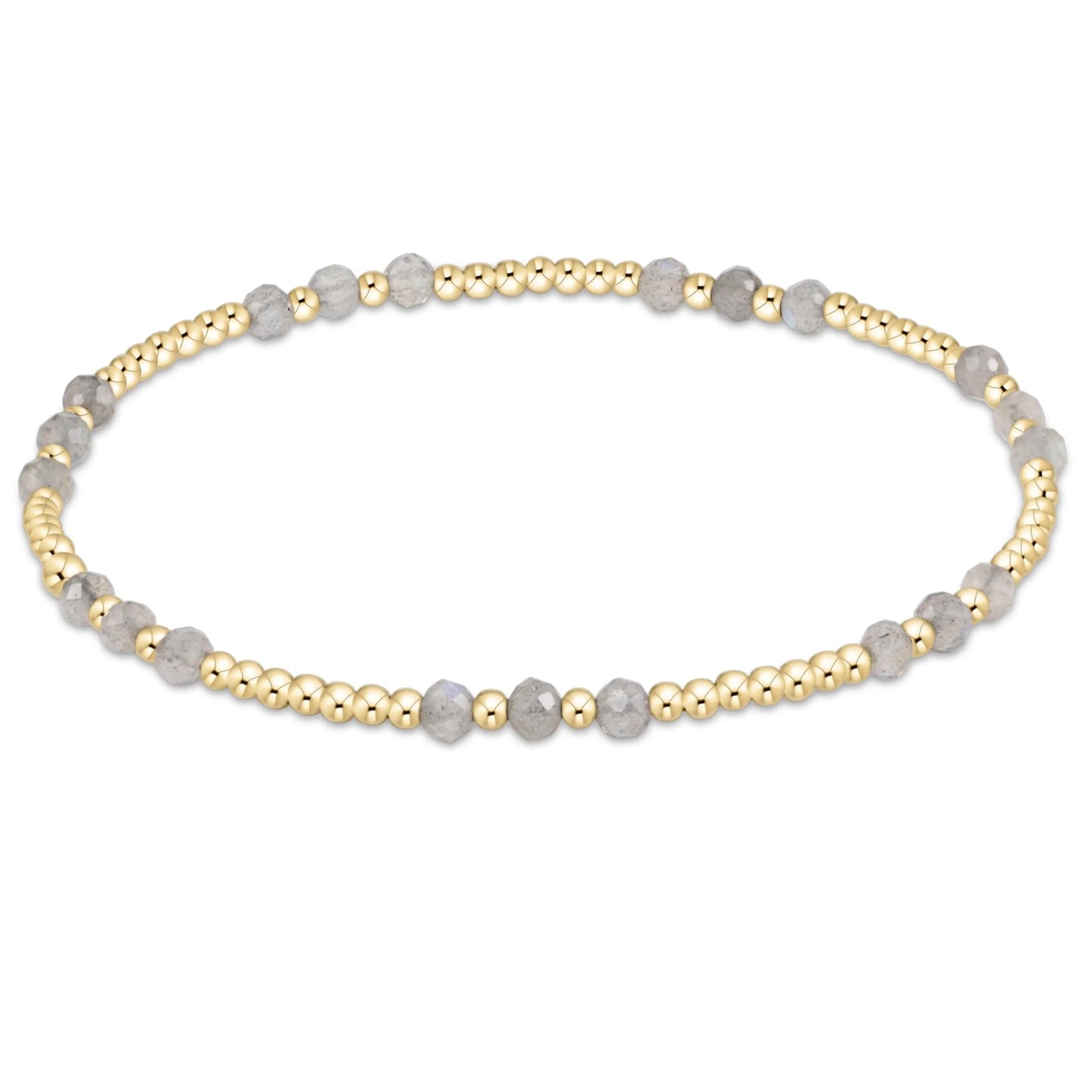 Gemstone Gold Joy Pattern 3mm Bead Bracelet Labradorite