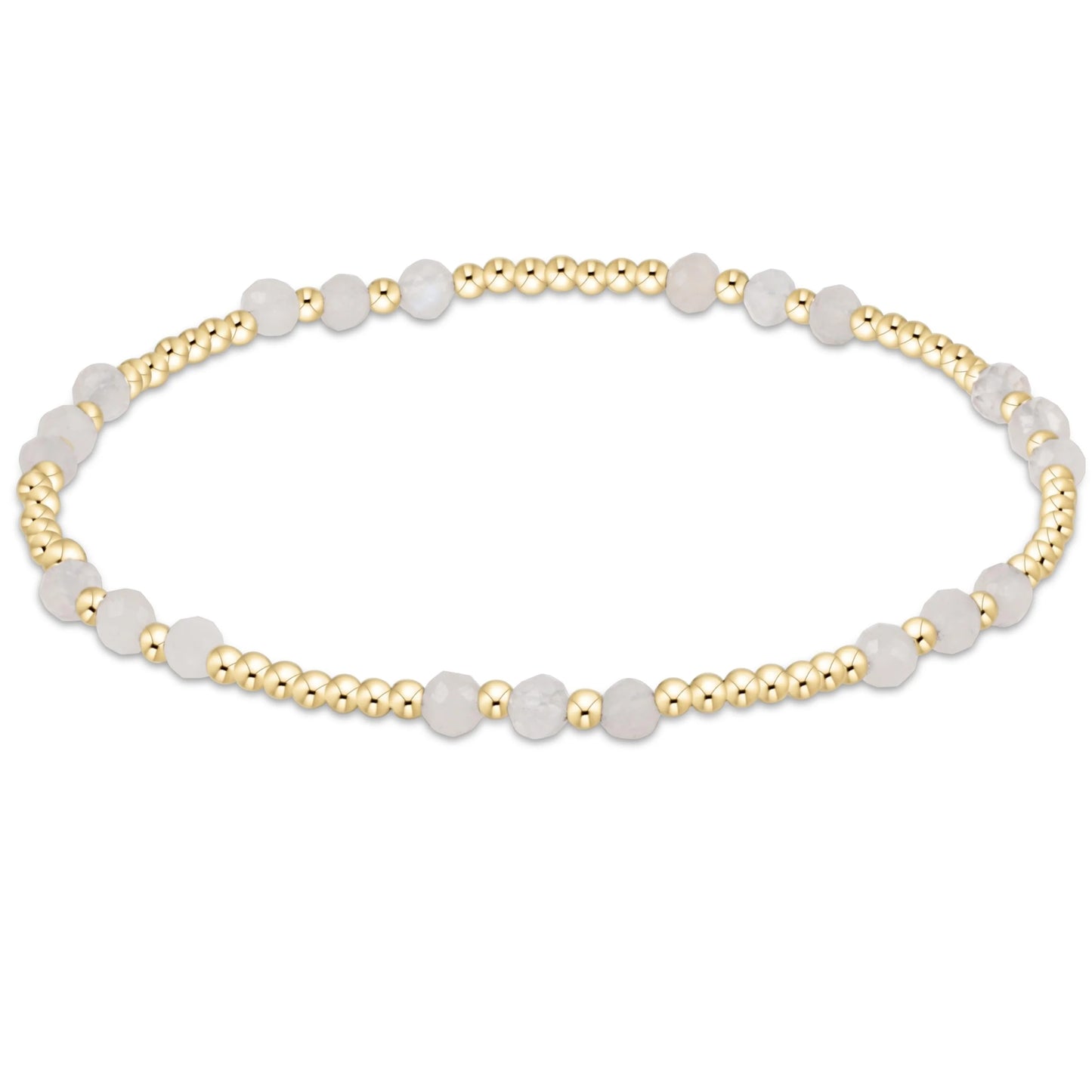 Gemstone Gold Joy Pattern 3mm Bead Bracelet Moonstone