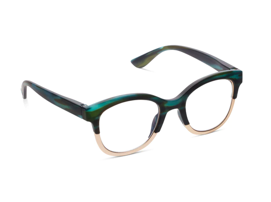 Peepers Readers Georgia Teal Horn Gold