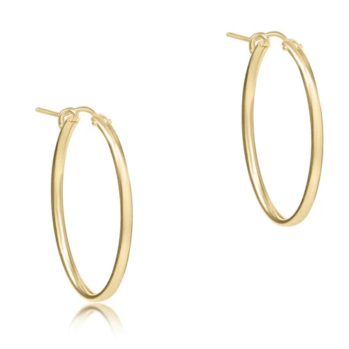 Oval Gold 1" Hoop Smooth Earrings
