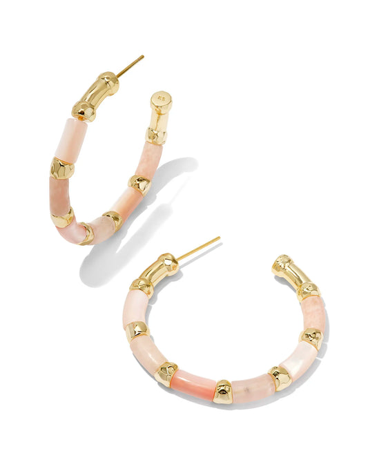 Gigi Hoop Earrings Gold Pink Mix