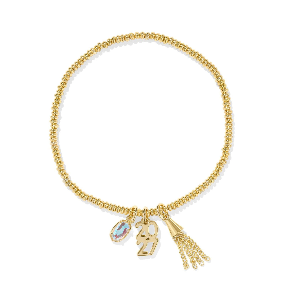 2027 Graduation Stretch Bracelet Gold Dichroic Glass