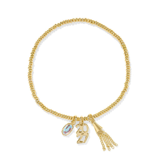 2027 Graduation Stretch Bracelet Gold Dichroic Glass
