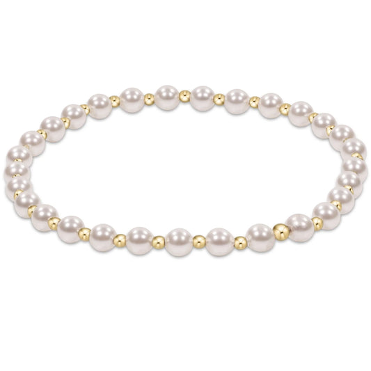 Extends Classic Grateful Pattern 4mm Bead Bracelet Pearl