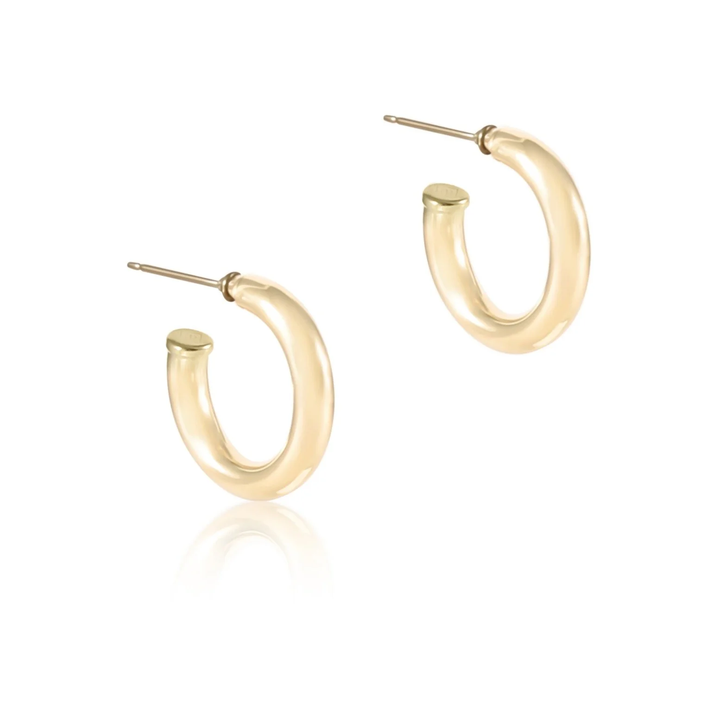 Round Gold 1" Post Hoop 4mm Smooth Earrings