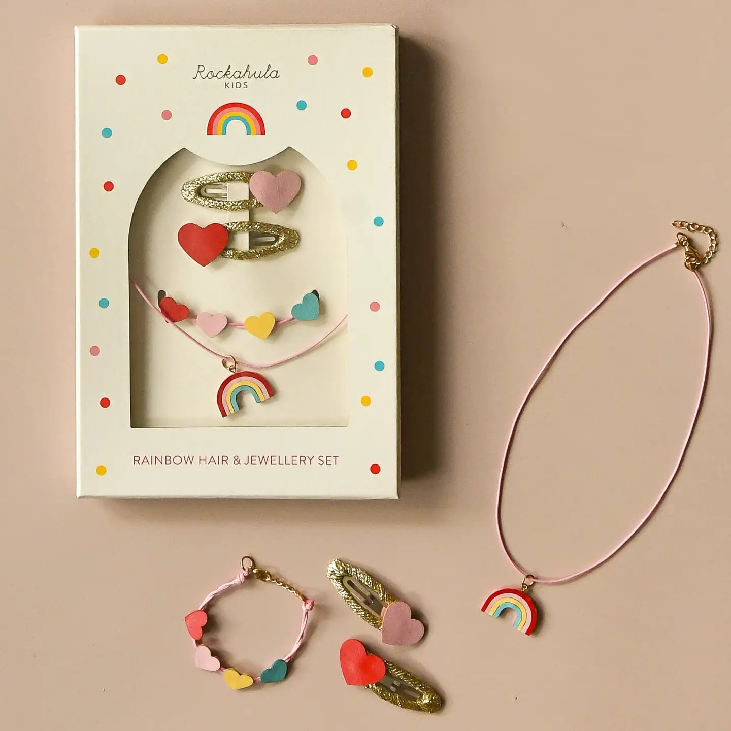 Vintage Rainbow Hair & Jewelry Set