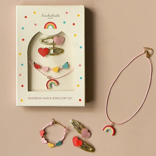 Vintage Rainbow Hair & Jewelry Set