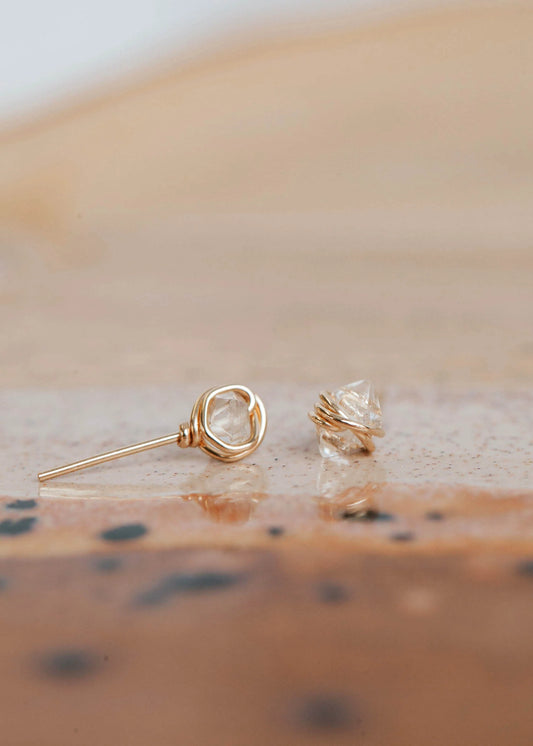 Herkimer Diamond Studs-14kt Gold Filled