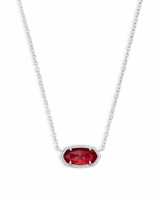 Elisa January Birthday Silver Necklace Berry Glass