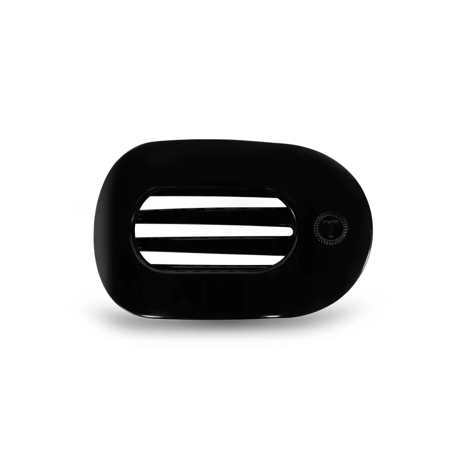 Jet Black Medium Flat Round Hair Clip
