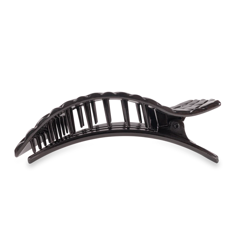 Teleties Large Flat Rectangle Hair Clip Jet Black Quilted