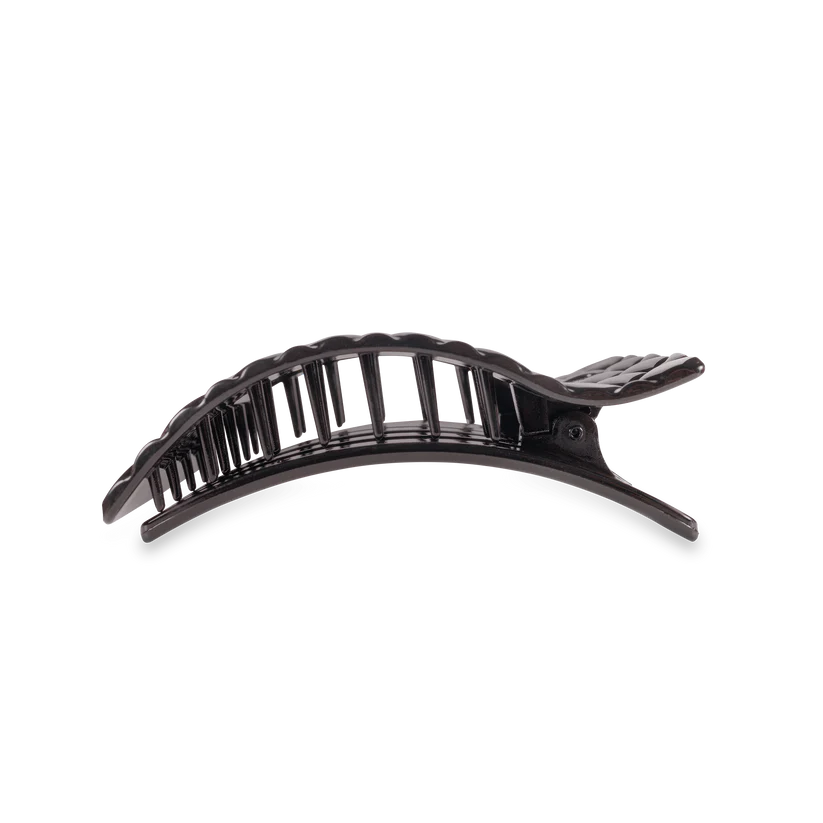 Teleties Medium Flat Rectangle Hair Clip Jet Black Quilted
