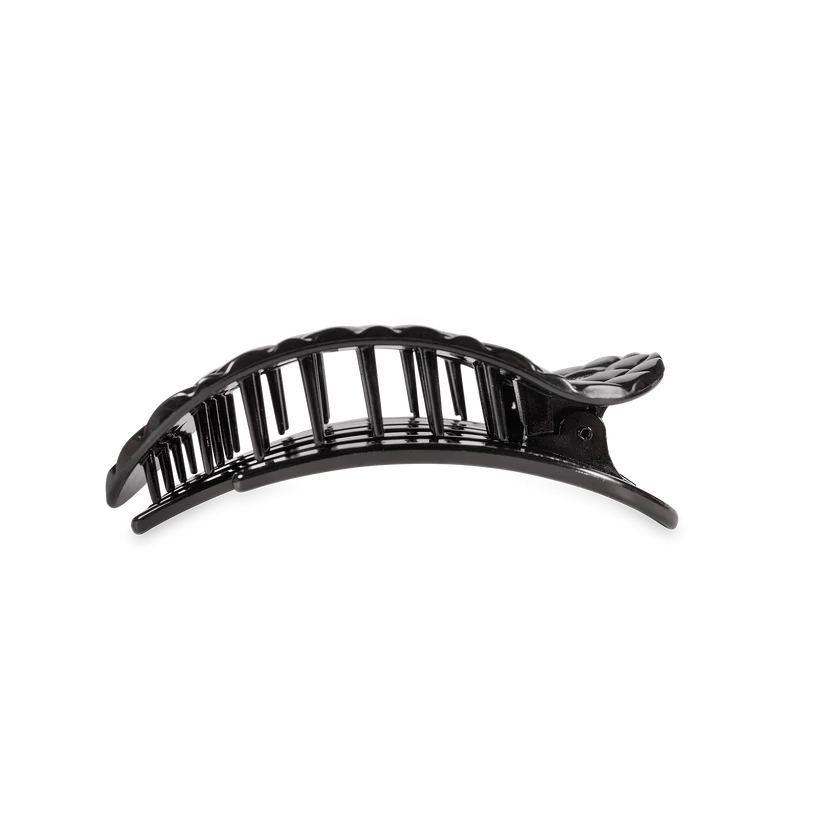 Teleties Medium Flat Round Clip Jet Black Quilted