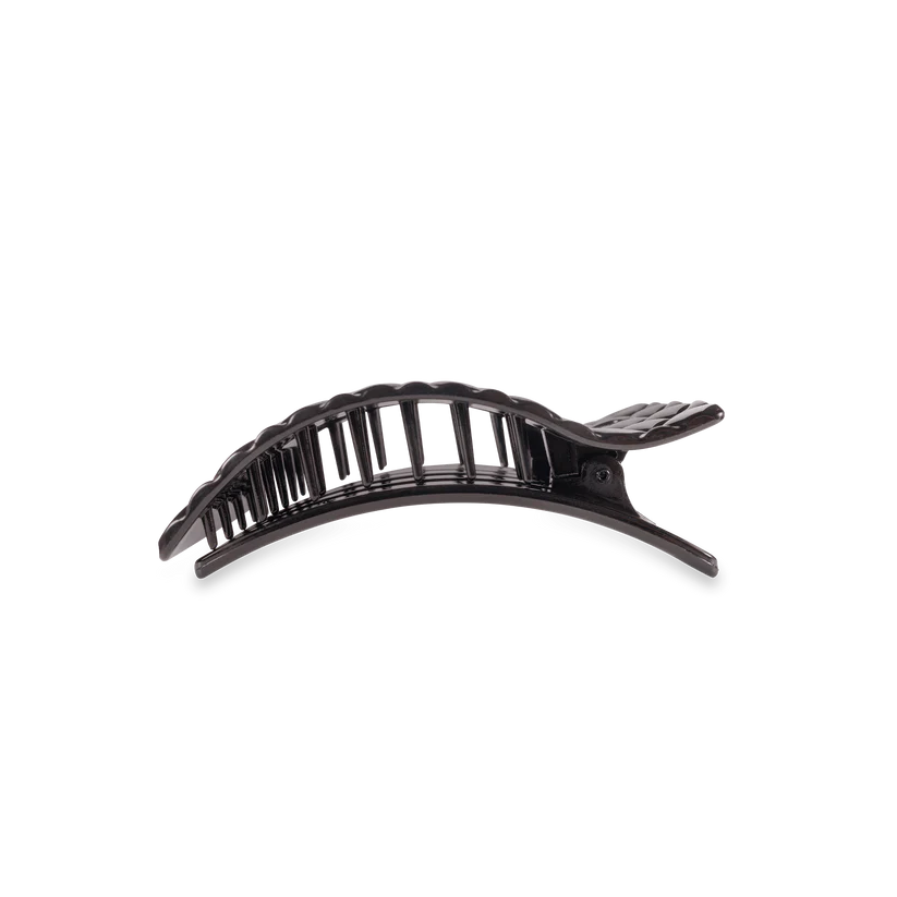 Teleties Small Flat Rectangle Hair Clip Jet Black Quilted