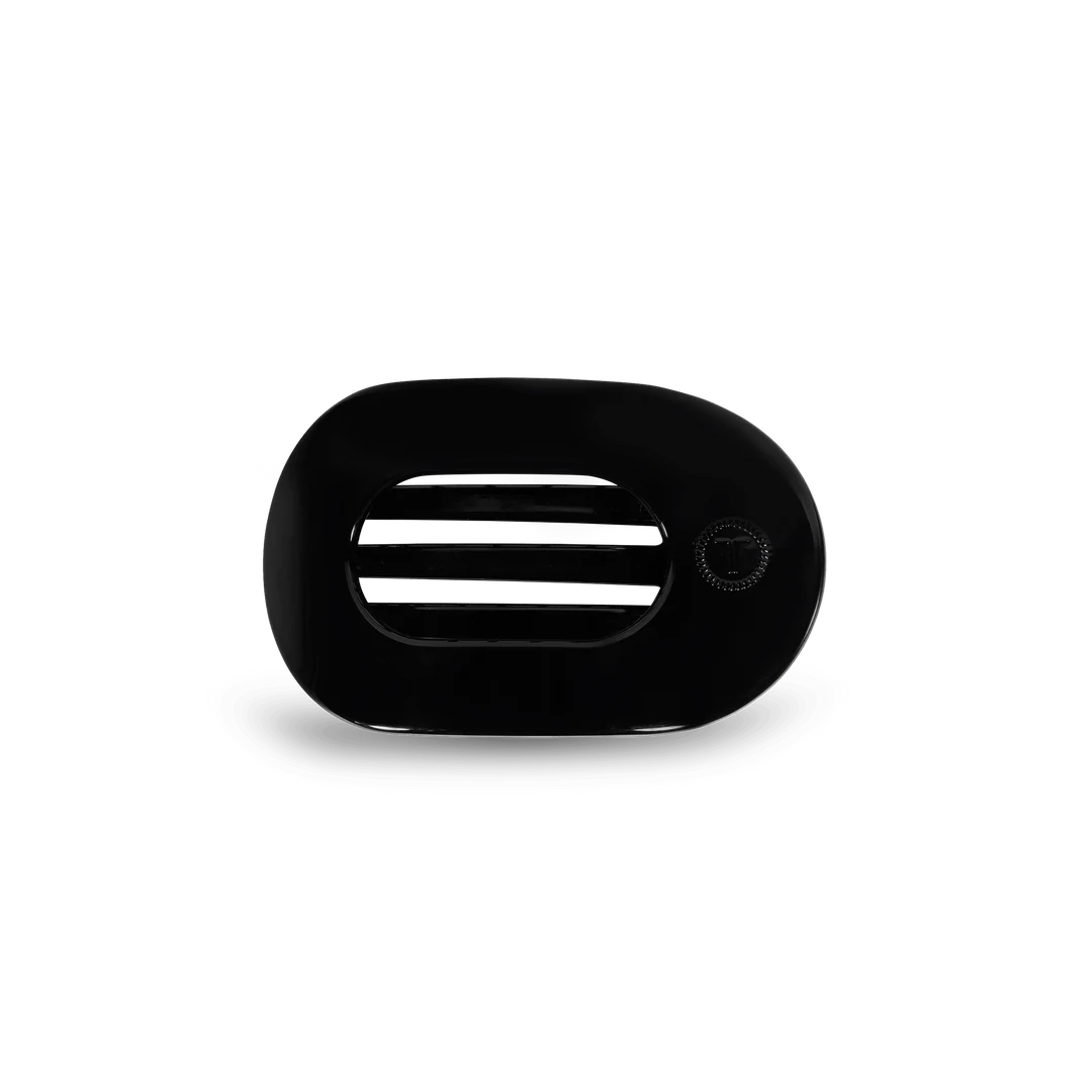 Jet Black Small Flat Round Hair Clip