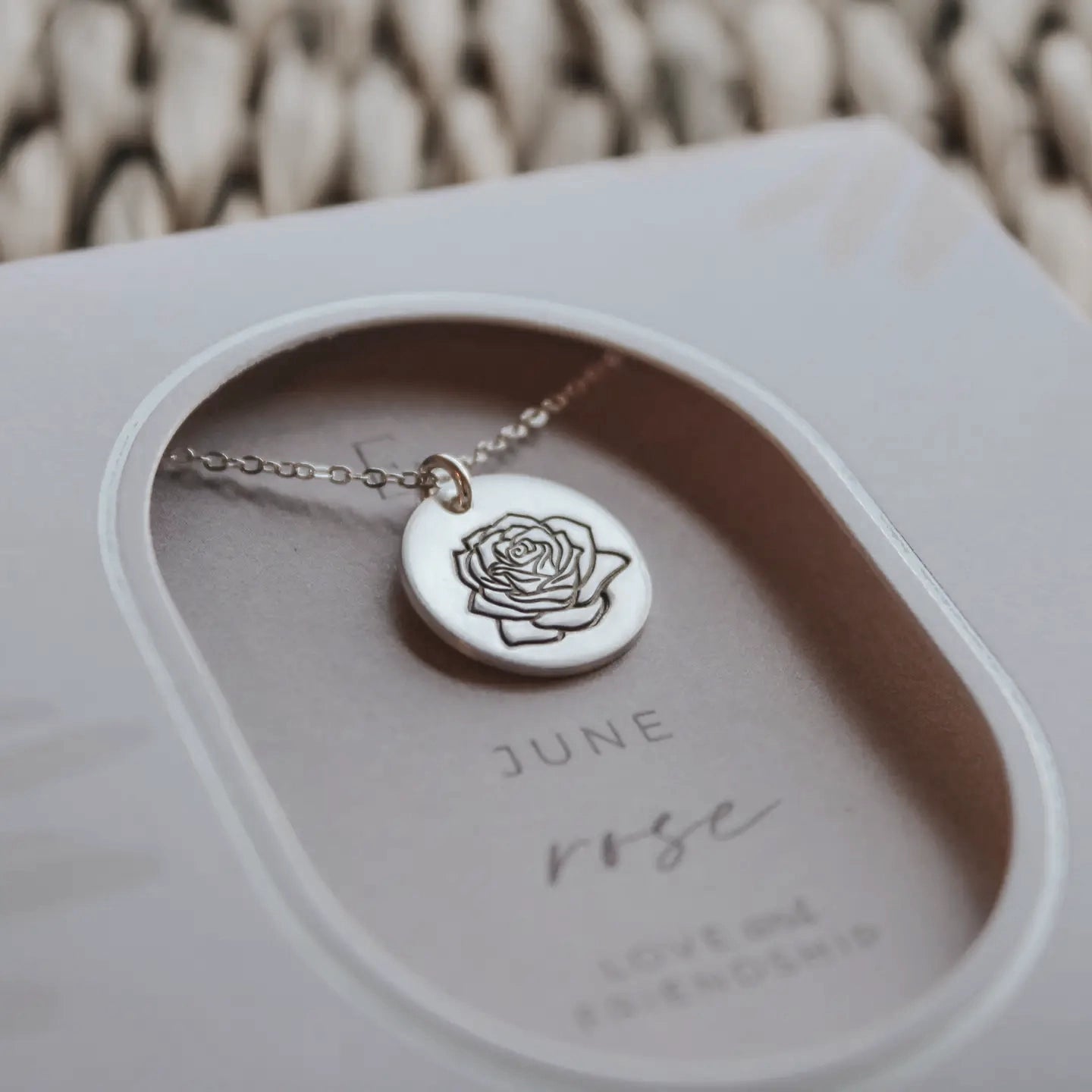 Birth Month Flower Silver Necklace with Charm