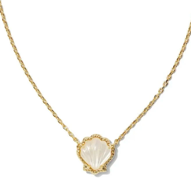 Brynne Shell Pendant Necklace Gold Ivory Mother of Pearl