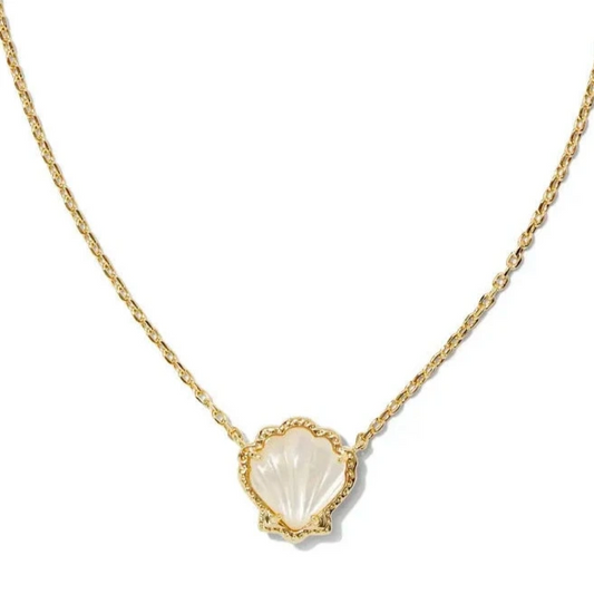Brynne Shell Pendant Necklace Gold Ivory Mother of Pearl