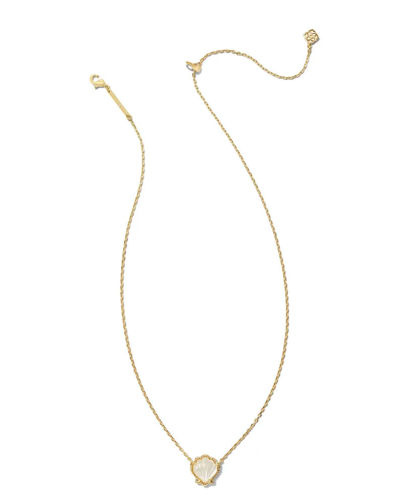 Brynne Shell Pendant Necklace Gold Ivory Mother of Pearl