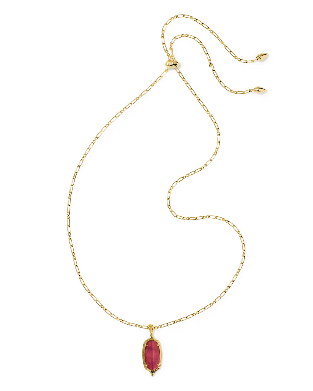 Dani Stepped Frame Long Pendant Necklace Gold Dark Pink Illusion