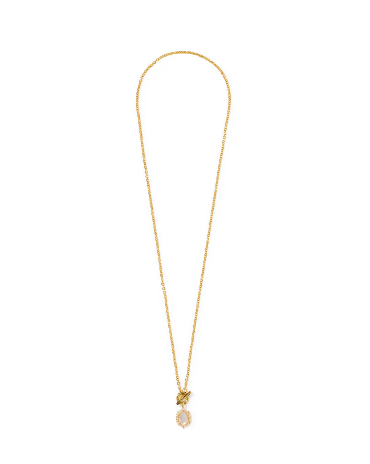 Daphne Crystal Frame Toggle Necklace Gold Ivory Mother of Pearl
