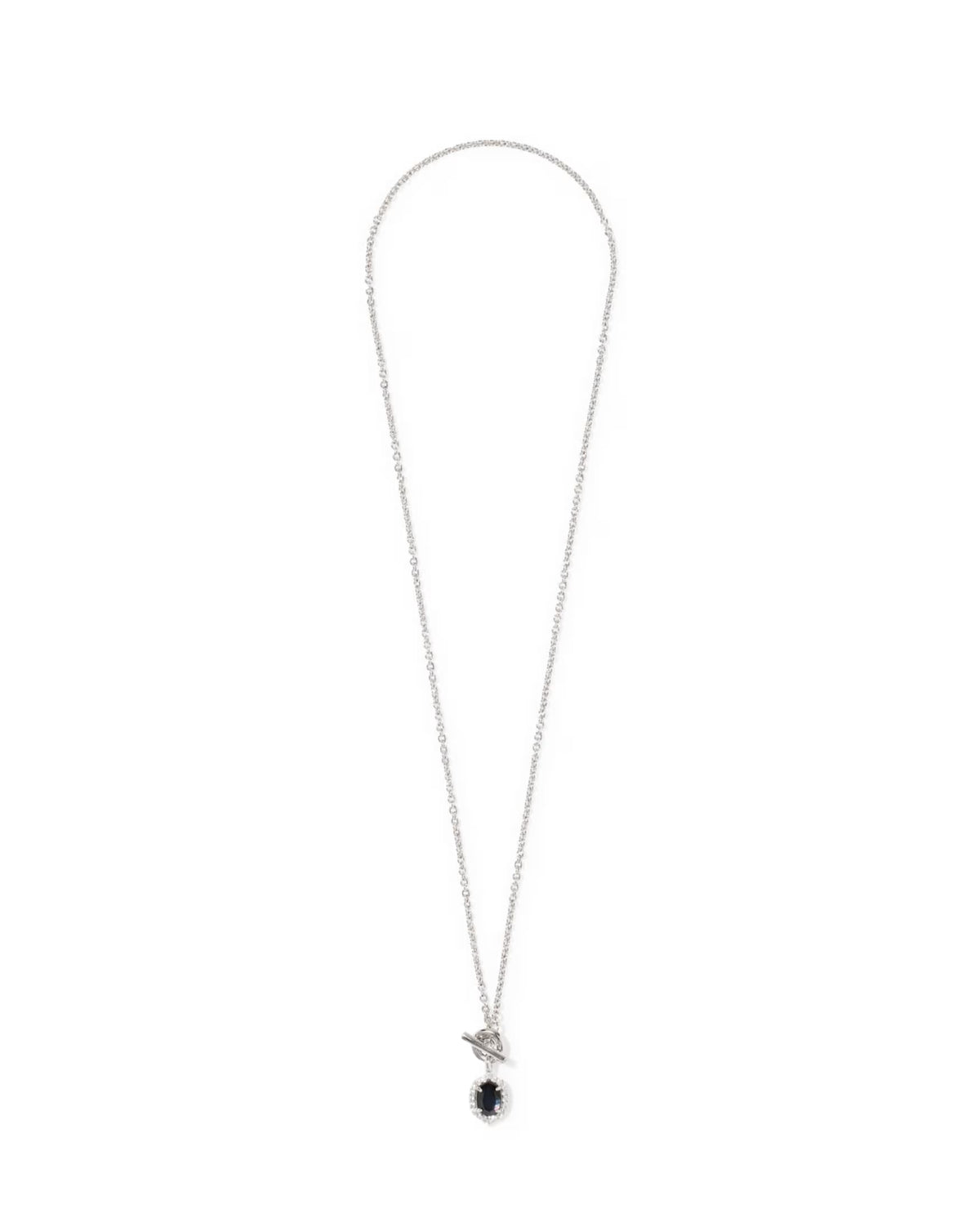 Daphne Crystal Frame Toggle Necklace Silver Dark Indigo Illusion