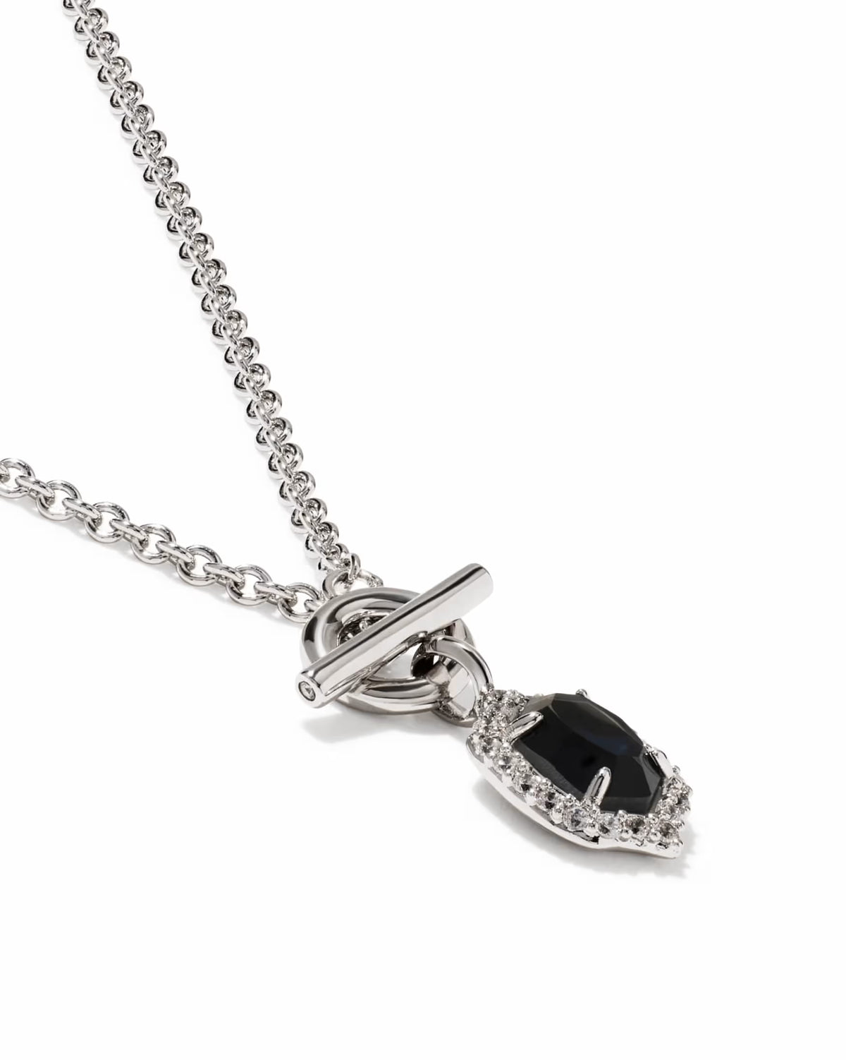Daphne Crystal Frame Toggle Necklace Silver Dark Indigo Illusion