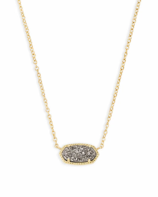 Elisa Platinum Drusy Gold Necklace