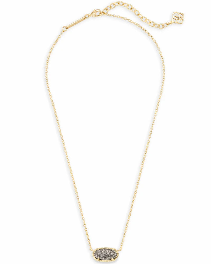 Elisa Platinum Drusy Gold Necklace