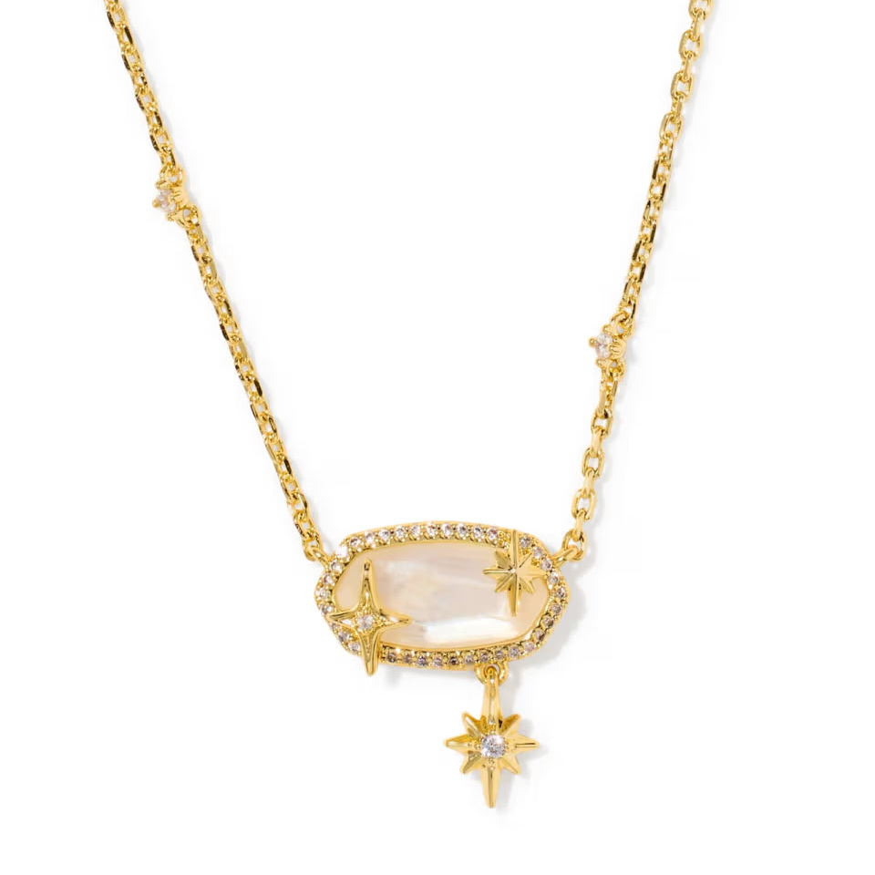 Elisa Star Short Pendant Necklace Gold Crystal Ivory Illusion