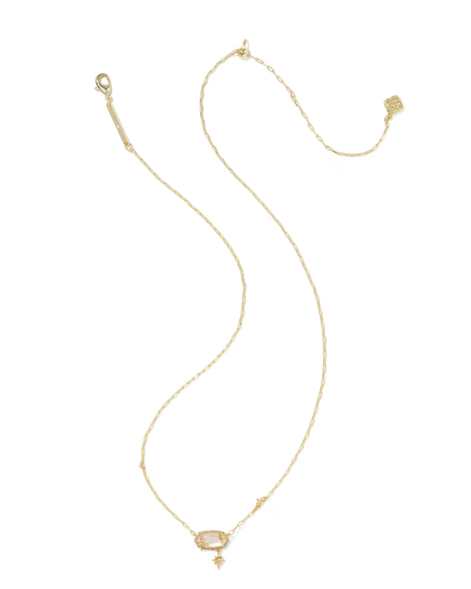 Elisa Star Short Pendant Necklace Gold Crystal Ivory Illusion