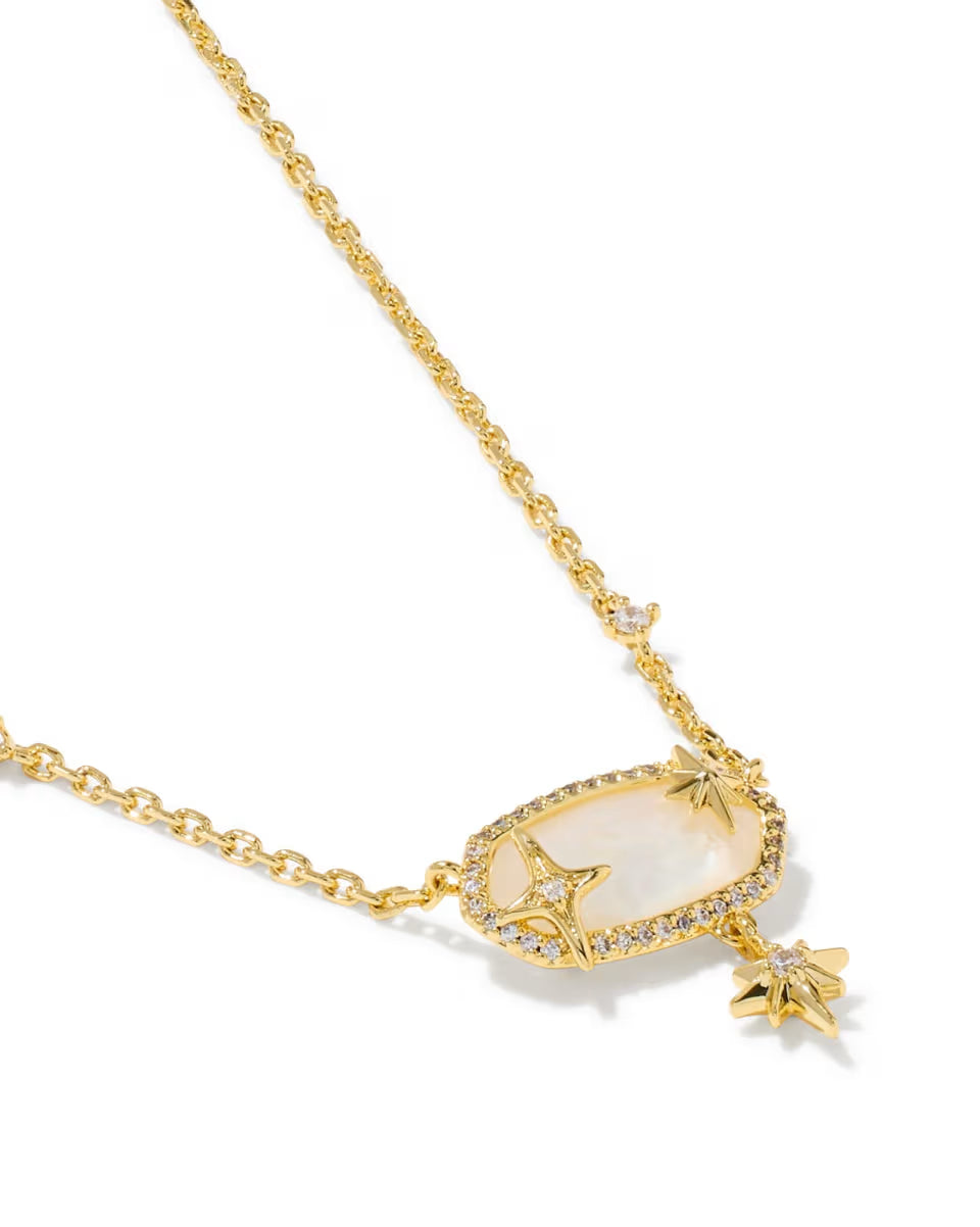 Elisa Star Short Pendant Necklace Gold Crystal Ivory Illusion