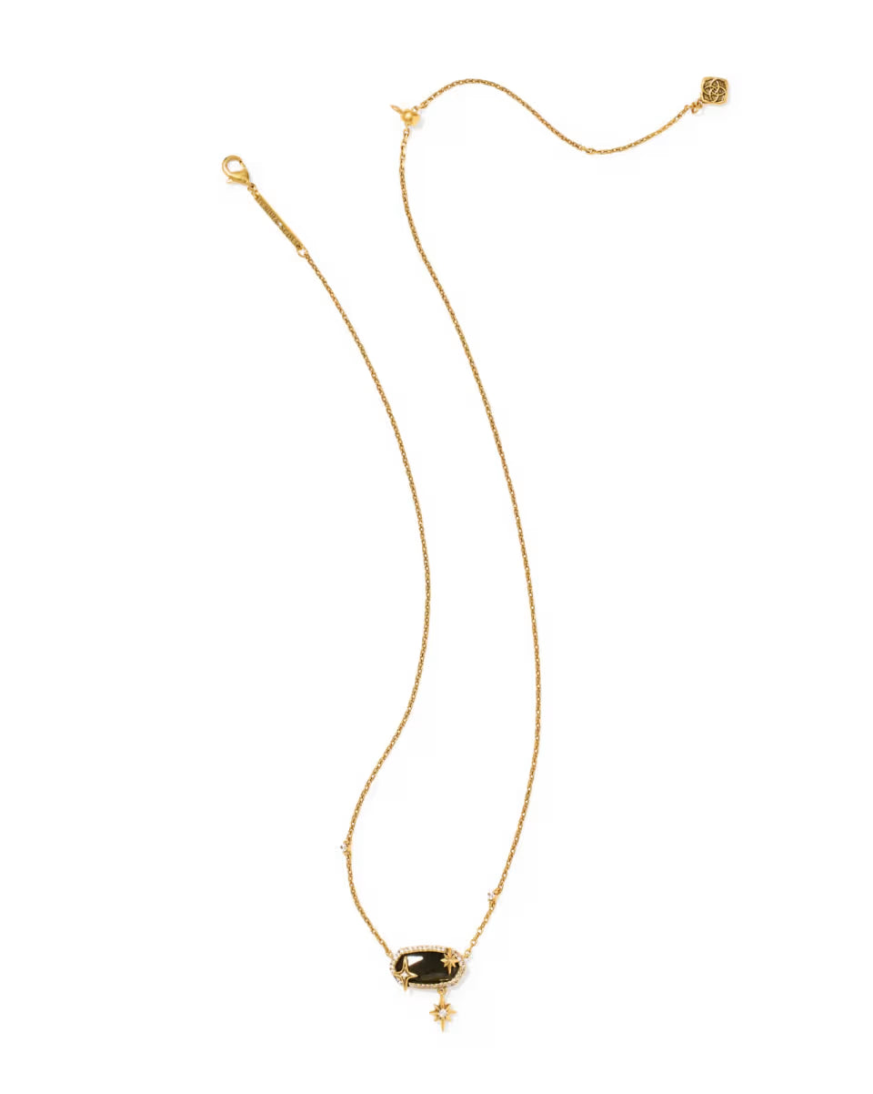 Elisa Star Short Pendant Necklace Vintage Gold Golden Obsidian
