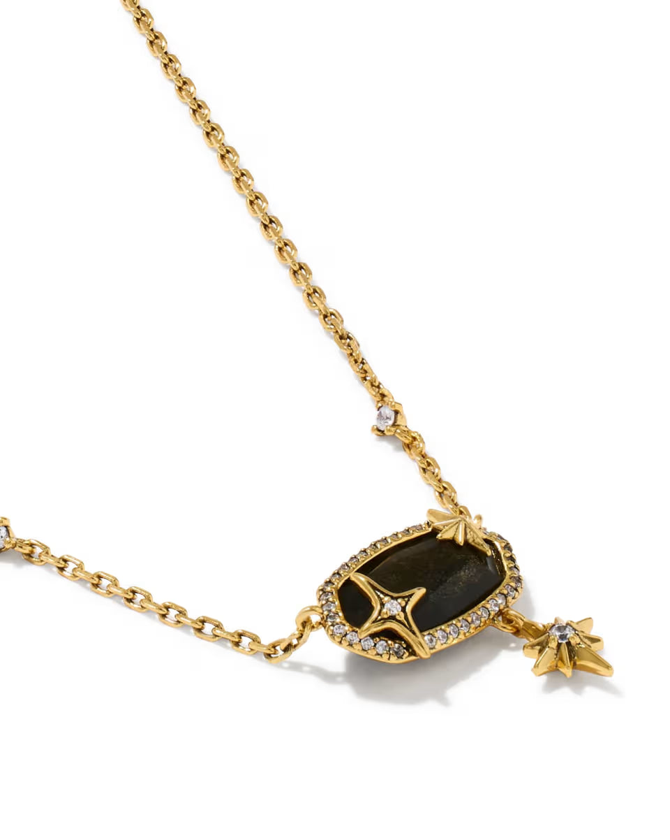 Elisa Star Short Pendant Necklace Vintage Gold Golden Obsidian