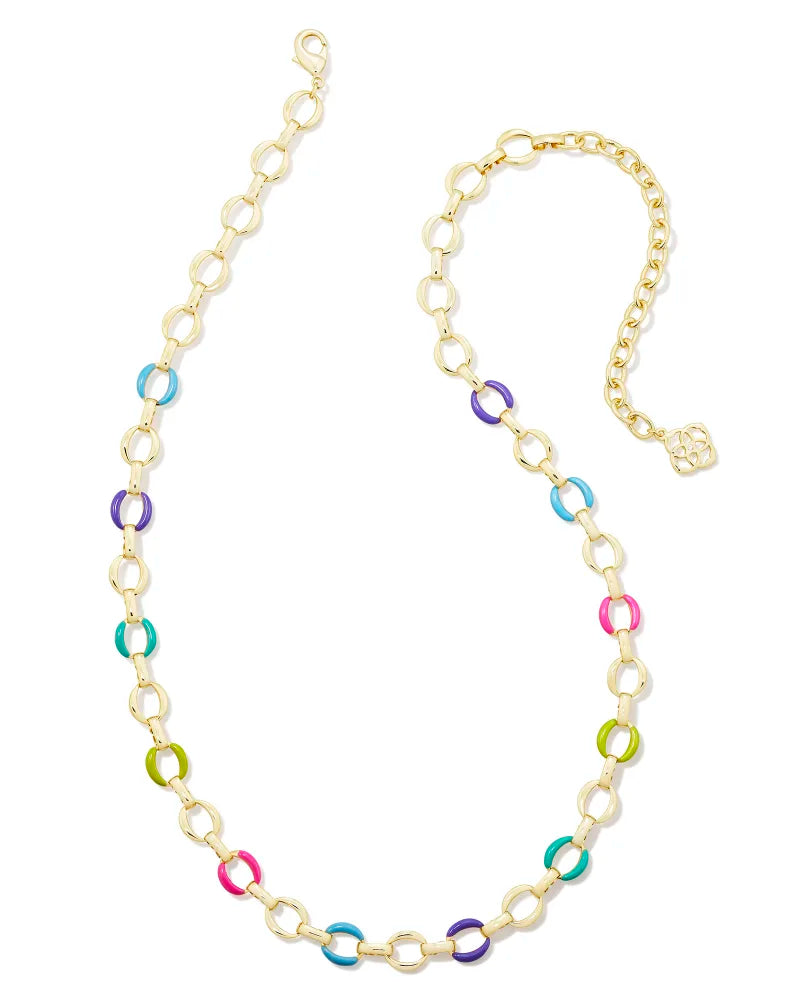 Kelsey Chain Necklace Gold Multi Mix