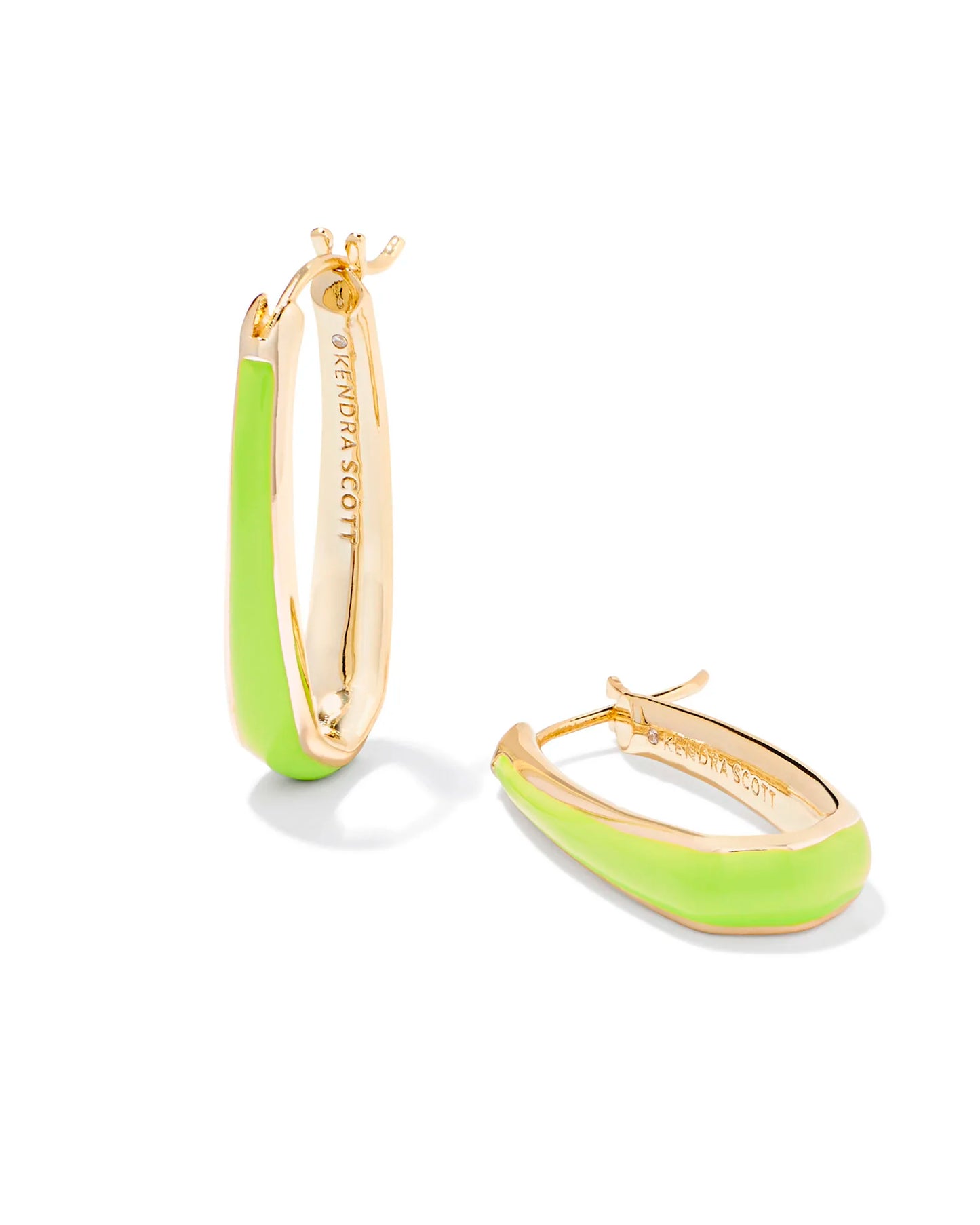 Kelsey Hoop Earrings Gold Chartreuse Enamel